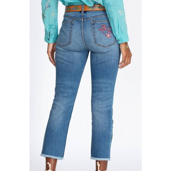 Johnny Was Zoe Cropped Boyfriend Jean Embroidered Size 28 - Picture 3 of 15